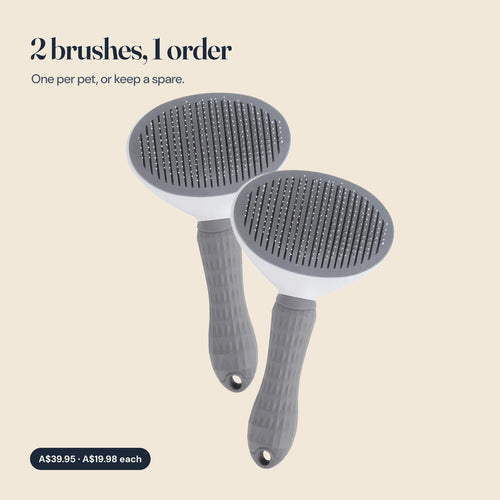 Two grey self-cleaning slicker brushes — the 2-brush option